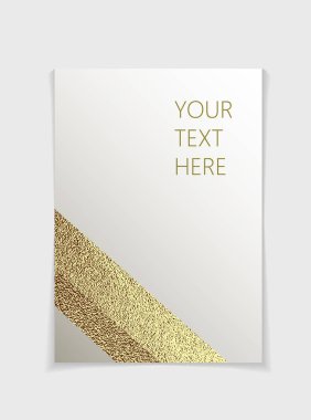 Modern altın geometrik öğelerle broşür. Kapak sayfası tasarım şablonu A4 boyutunda, vektör. Kitapçık, broşür, kitap, dergi, belge şablonu, davetiye, el ilanı için kullanabilirsiniz.