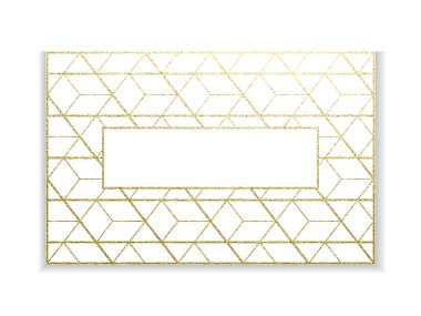 Altın kartvizit şablonu veya hediye kartları. Altın glitter etkisi. Lüks vektör çizim. Metin için yer