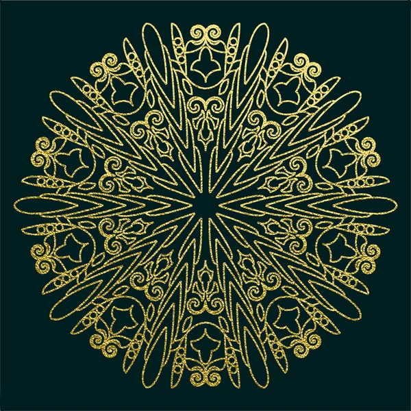 Dekoratif mandala. Altın vektör çizim. Anahat çizme. Süslü line sanat öğesi. Düğün davetiyeleri, tebrik kartları için süs çiçek desenli.