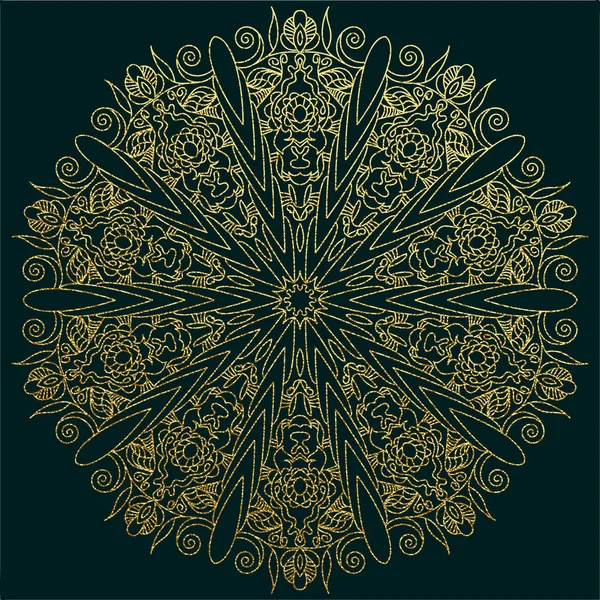 Mandala Decorativo Ilustración Vectorial Oro Dibujo Del Esquema Elemento Arte — Archivo Imágenes Vectoriales