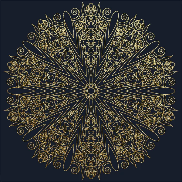 Mandala Decorativo Ilustración Vectorial Oro Dibujo Del Esquema Elemento Arte — Archivo Imágenes Vectoriales