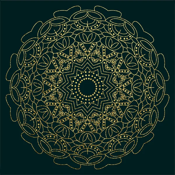 Dekoratif mandala. Altın vektör çizim. Anahat çizme. Süslü line sanat öğesi. Düğün davetiyeleri, tebrik kartları için süs çiçek desenli.
