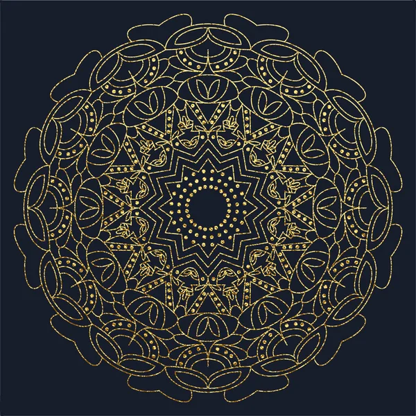 Mandala Decorativo Illustrazione Vettoriale Oro Disegno Schematico Elemento Decorativo Della — Vettoriale Stock