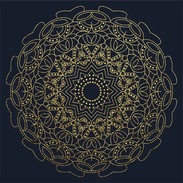 Dekoratif mandala. Altın vektör çizim. Anahat çizme. Süslü line sanat öğesi. Düğün davetiyeleri, tebrik kartları için süs çiçek desenli.