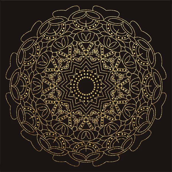Dekoratif mandala. Altın vektör çizim. Anahat çizme. Süslü line sanat öğesi. Düğün davetiyeleri, tebrik kartları için süs çiçek desenli.