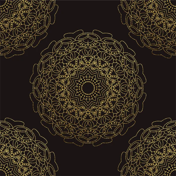 Dekoratif mandala. Altın vektör çizim. Anahat çizme. Süslü line sanat öğesi. Düğün davetiyeleri, tebrik kartları için süs çiçek desenli.