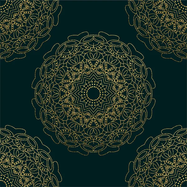 Dekoratif mandala. Altın vektör çizim. Anahat çizme. Süslü line sanat öğesi. Düğün davetiyeleri, tebrik kartları için süs çiçek desenli.