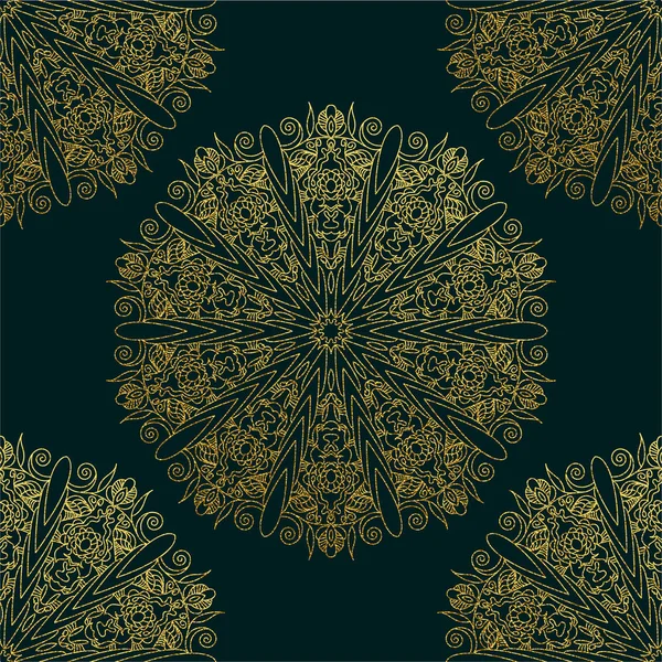 Dekoratif mandala. Altın vektör çizim. Anahat çizme. Süslü line sanat öğesi. Düğün davetiyeleri, tebrik kartları için süs çiçek desenli.