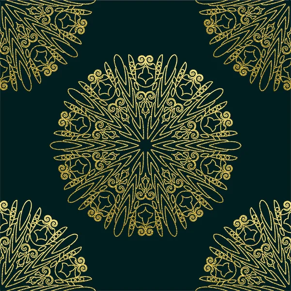 Dekoratif mandala. Altın vektör çizim. Anahat çizme. Süslü line sanat öğesi. Düğün davetiyeleri, tebrik kartları için süs çiçek desenli.