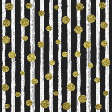 El fırça darbeleri seamless modeli boyalı. . Vektör çizim. Altın çizgili bir arka plan üzerinde parlak konfeti köpüklü.