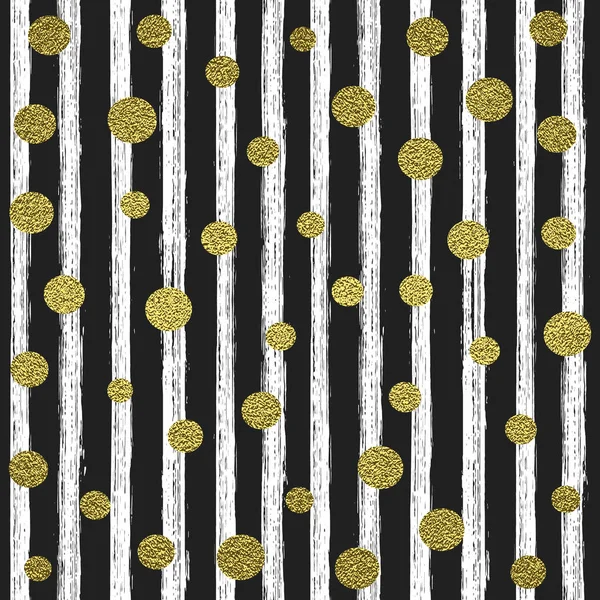 El fırça darbeleri seamless modeli boyalı. . Vektör çizim. Altın çizgili bir arka plan üzerinde parlak konfeti köpüklü.