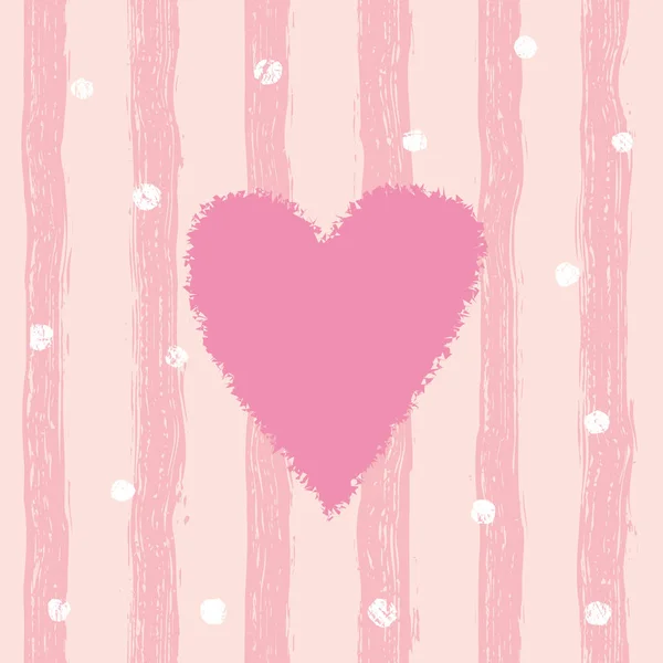 手でシームレスなパターンをピンクのハートには 縞模様が描かれています 折り返し テキスタイル 招待状 ウェディング カード バレンタインの日ロマンチックなカード ストライプの背景にトレンディな心の色ベクトル — ストックベクタ