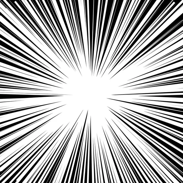 Patlayıcı soyut ışınları. Dinamit patlaması patlama vektör arka plan. Çizgi roman siyah beyaz radyal çizgiler arka plan. Manga hız çerçeve. Süper kahraman eylem. Patlama vektör çizim. Kare pul
