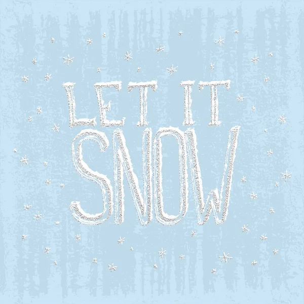 Let Snow Christmas Retro Poster Hand Lettering Winter Decoration Elements — Stock Vector