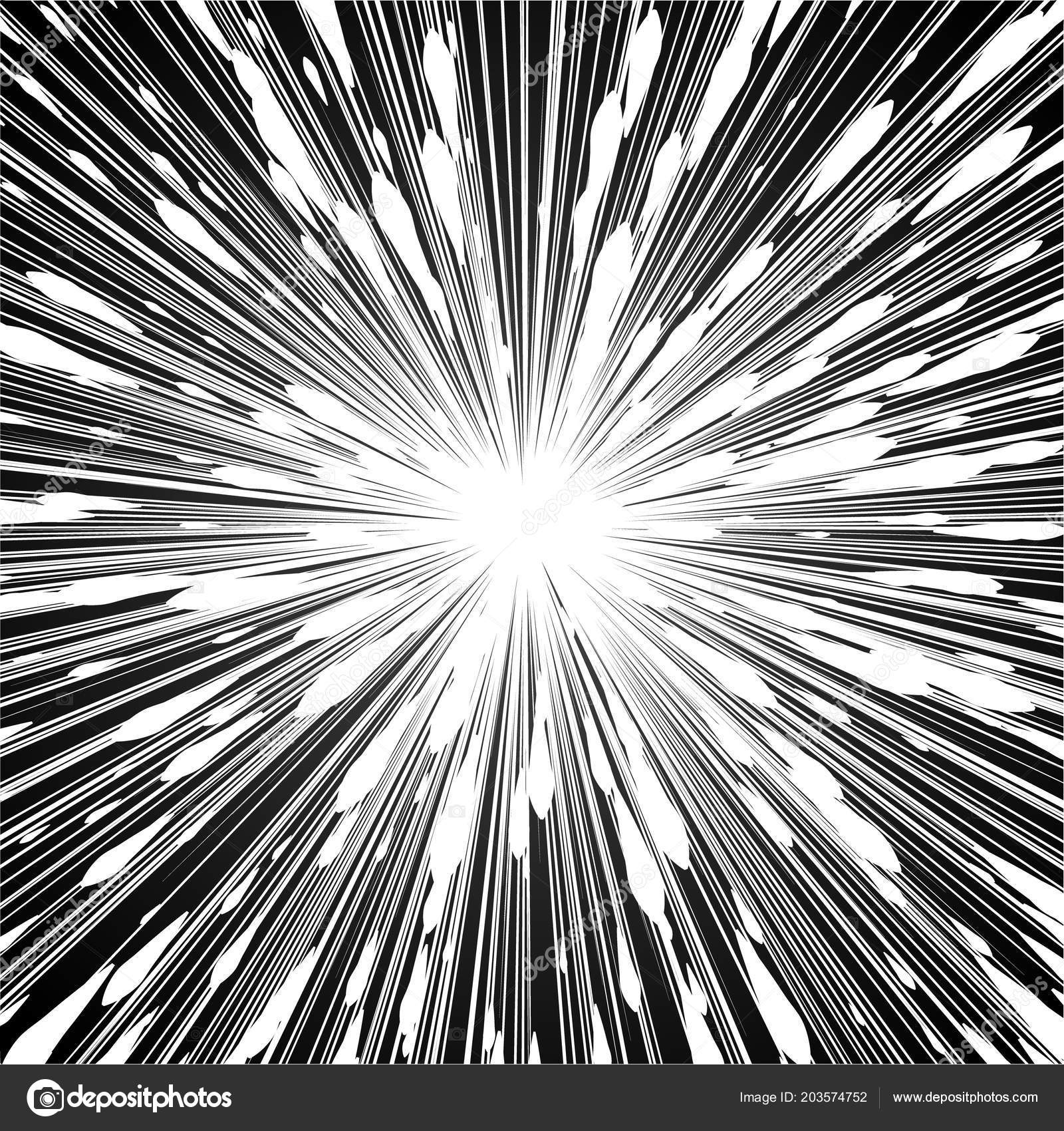 Black and white radial lines spped light or light rays comic book