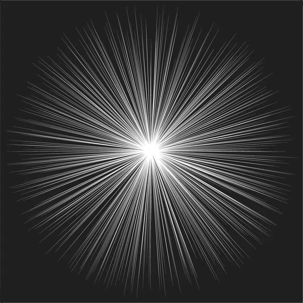 Rayons Lumineux Noir Blanc Lignes Radiales Fond Tampon Combat Rectangulaire — Image vectorielle