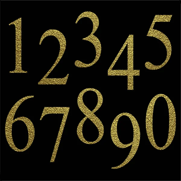 Metalik sayı kümesi. Vektör altın numaraları. Altın rakamlar