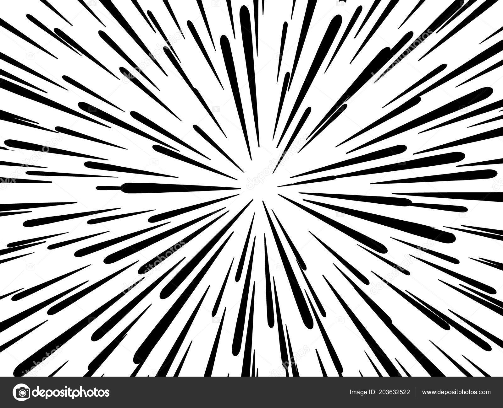 Black and white radial lines spped light or light rays comic book