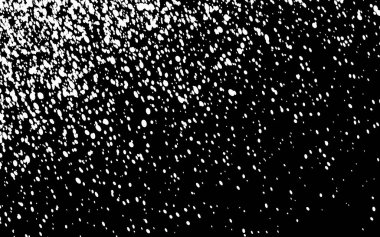 Düşen kar veya gece gökyüzü yıldız vektör desenli. Siyah ve beyaz sprey veya sıçrama tek renkli doku. Zemin. Siyah arka plan üzerine beyaz noktalı dikdörtgen gradyan ekran sesi.