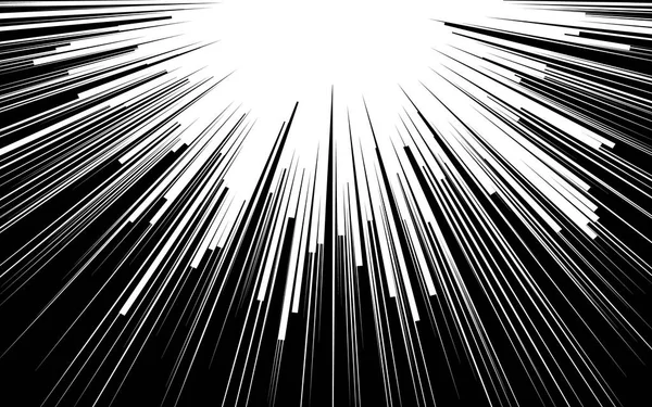 Rayos Luz Libro Historietas Blanco Negro Líneas Radiales Fondo Sello — Vector de stock