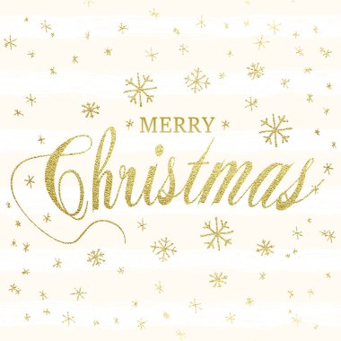 Mutlu Noeller tasarım yazı pırıltılı altın. Vektör çizim. Düşen kar öğesi için tebrik kartları, posterler.