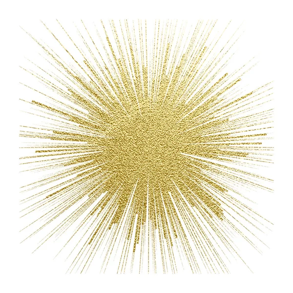爆発のベクトル図です 太陽光線や輝きを持つスター バースト要素 グリーティング カード ポスターのゴールド クリスマス要素です 黄金の輝きのグリッター 光線の効果 — ストックベクタ
