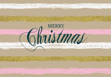 Neşeli Noel vektör desen altın yatay çizgili. Festival arka plan, tebrik kartı veya kağıt ambalaj.