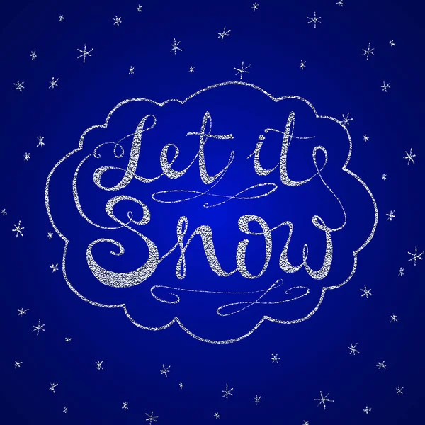 Let Snow Christmas Retro Poster Hand Lettering Winter Decoration Elements — Stock Vector