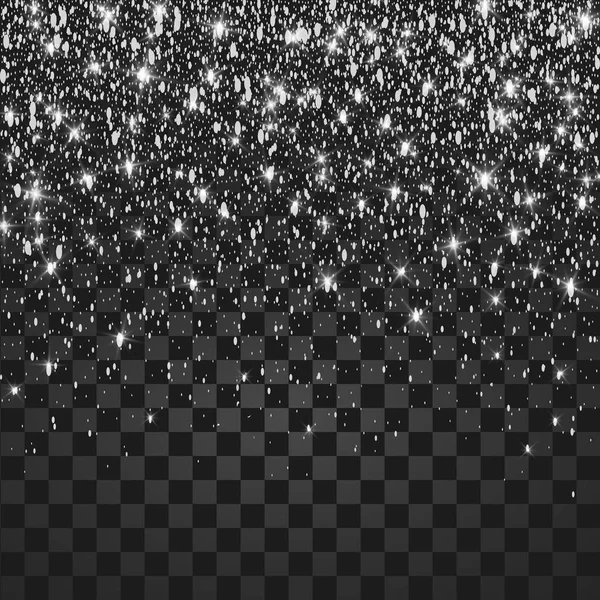 Gnistrande Konsistens Festlig Vektorillustration Fallande Glänsande Partiklar Och Stjärnor Isolerad — Stock vektor