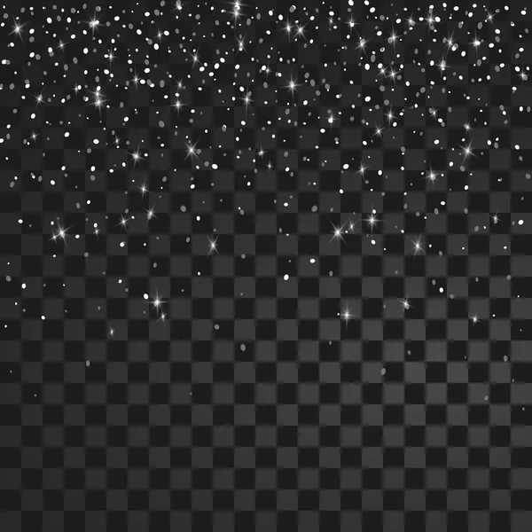 Vektorové Ilustrace Slavnostní Klesající Lesklé Částice Hvězd Izolované Průhledné Pozadí — Stockový vektor