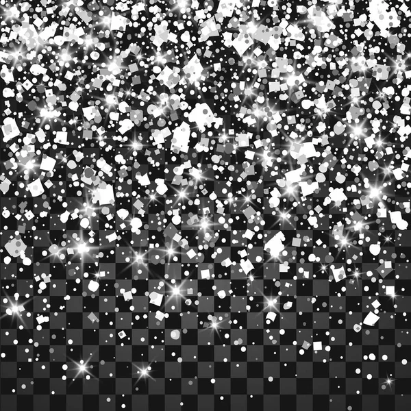 Explosão Festiva Confete Fundo Glitter Prata Para Cartão Convite Férias — Vetor de Stock
