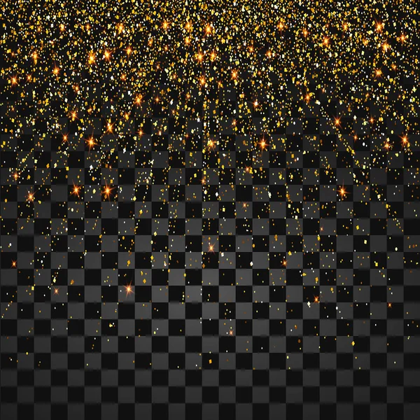 Festive Explosion Confetti Gold Glitter Background Card Invitation Holiday Decorative — Stock Vector
