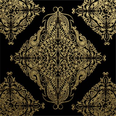 Dekoratif mandala. Altın vektör çizim. Süslü line sanat öğesi. Düğün davetiyeleri, tebrik kartları için altın süs çiçek desenli.