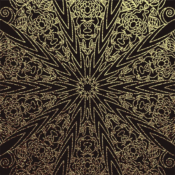 Dekoratives Mandala Goldvektorillustration Umrisszeichnung Kunstvolle Linienführung Ornamentales Blumenmuster Für Hochzeitseinladungen — Stockvektor