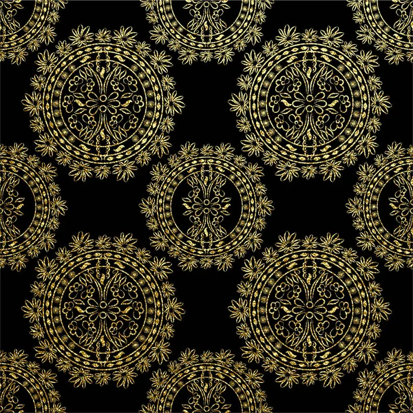 Dekoratives Mandala Goldene Vektor Illustration Kunstvolle Linienführung Gold Ornamentales Blumenmuster — Stockvektor