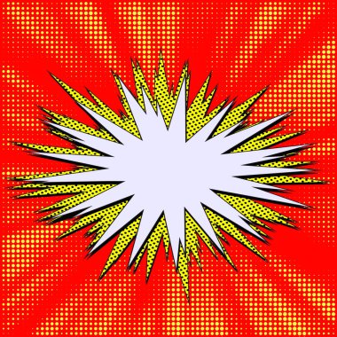 Patlama vektör çizim. Retro pop sanat konuşma balonu noktalı. Çizgi roman arka plan.