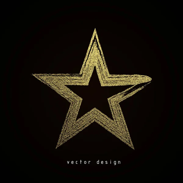 Logo Gold Star Signe Doré Brillant Badge Luxe — Image vectorielle