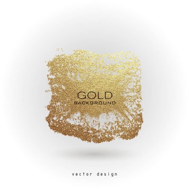 Smear altın boya. Vektör altın spot, fırça. Soyut ışıltılı doku. Sanat illüstrasyon