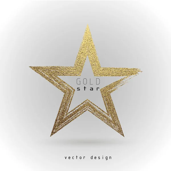 Logotipo Gold Star Sinal Dourado Brilhante Emblema Luxo — Vetor de Stock