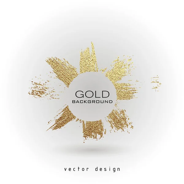 Smear Gold Paint Vector Golden Spot Brush Abstract Glittering Texture — Stock Vector