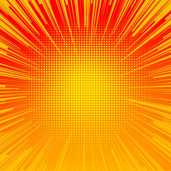 Esplosione Vettoriale Illustrazione Timbro Combattimento Dei Fumetti Sole Mezzatinta Arancione — Vettoriale Stock