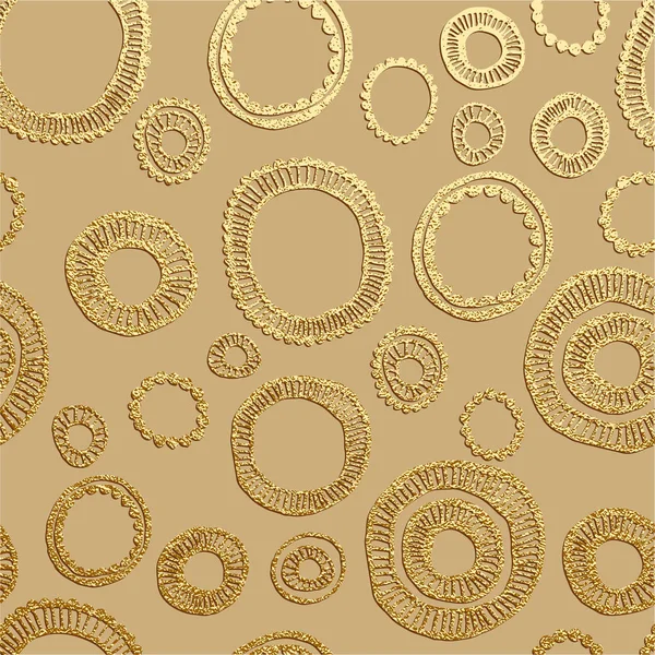 Illustrazione Vettoriale Oro Modello Dorato Disegnato Mano Con Cerchi Sfondo — Vettoriale Stock