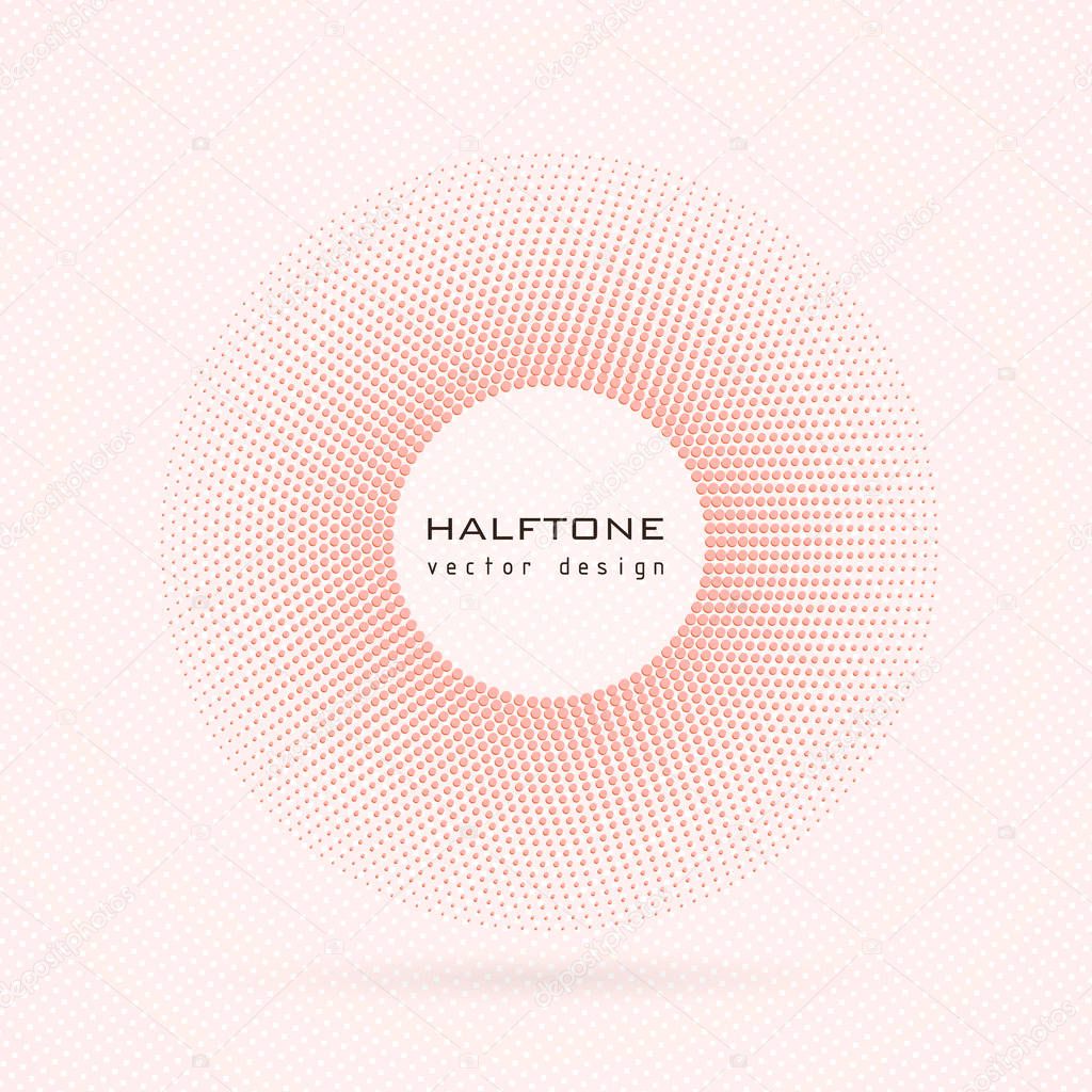 Round border. Circle frame. Vector halftone dots texture. Abstract background