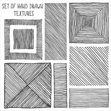 Elle çizilmiş dokuları kümesi. Vektör içinde yapılan tasarım için.