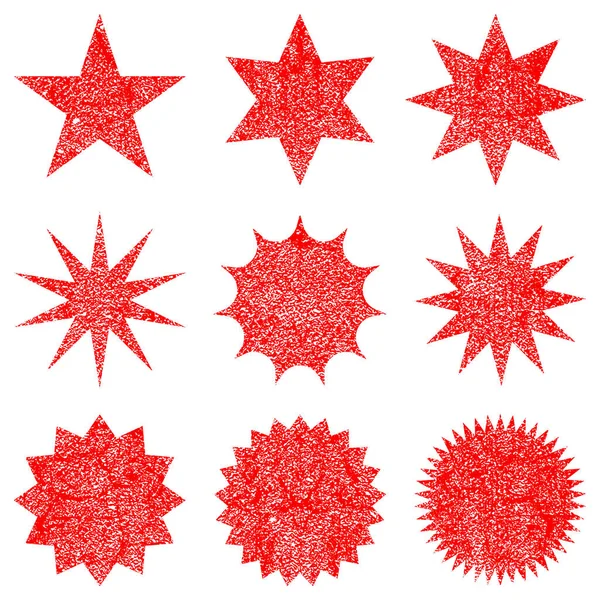 Colección Estrellas Retro Formas Elementos Grunge Textura Para Crear Efecto — Vector de stock