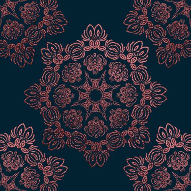 Pembe dekoratif Mandala. Rose kuvars Vintage, etnik öğe. Oryantal desen vektör çizim düğün davetiyeleri, tebrik kartları için. Islam, Arap, Hint, Türk pakistan Çin motifleri