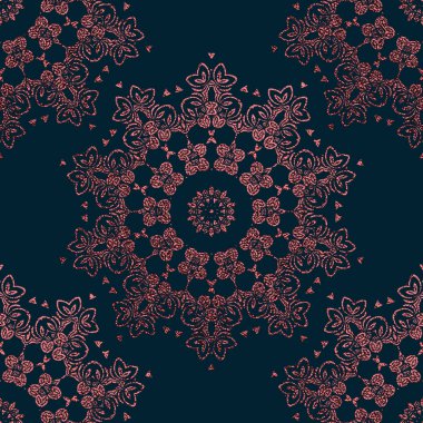 Pembe dekoratif Mandala. Rose kuvars Vintage, etnik öğe. Oryantal desen vektör çizim düğün davetiyeleri, tebrik kartları için. Islam, Arap, Hint, Türk pakistan Çin motifleri