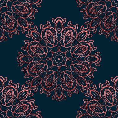 Pembe dekoratif Mandala. Rose kuvars Vintage, etnik öğe. Oryantal desen vektör çizim düğün davetiyeleri, tebrik kartları için. Islam, Arap, Hint, Türk pakistan Çin motifleri