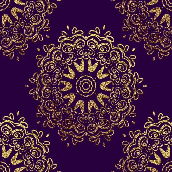 Naadloze Gouden Decoratieve Mandala Gouden Vintage Etnische Element Oosterse Patroon — Stockvector