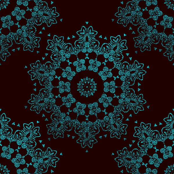 Mandala Decorativa Azul Cyan Vintage Elemento Étnico Patrón Oriental Ilustración — Archivo Imágenes Vectoriales